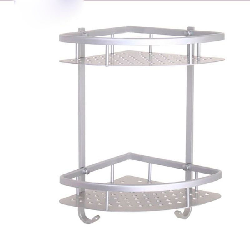 Space Alumimum Dual Tier Triangle Corner Shower Caddy Basket Cosmetic Storage