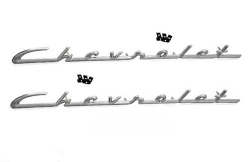 Chevy /"BELAIR/" Chrome Rear Quarter Script SET~1955-1956