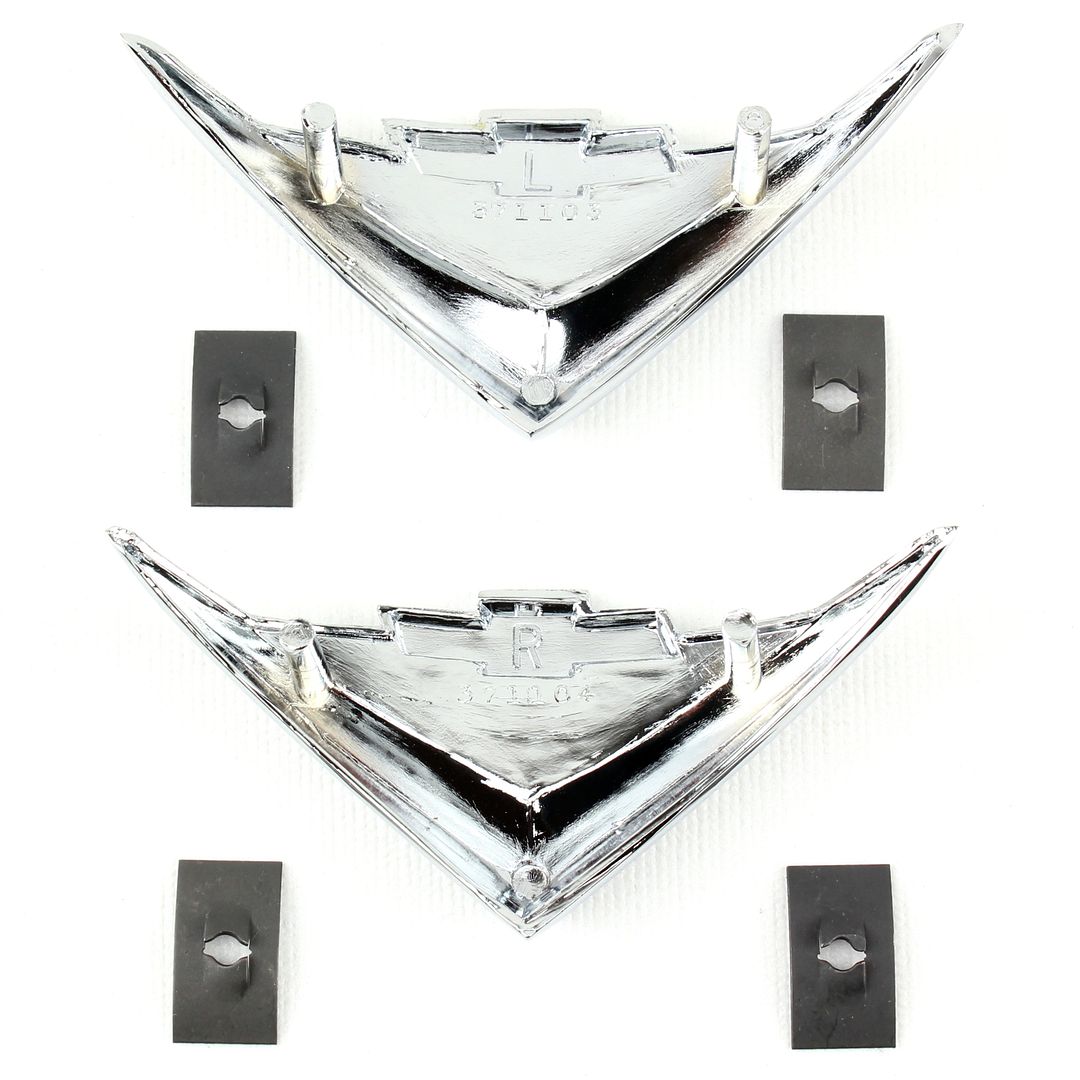 55 1955 Chevy V8 Under Tail Light Rear Chrome VEE Emblems | eBay