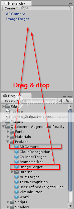 Drag and drop AR camera dan Image Target